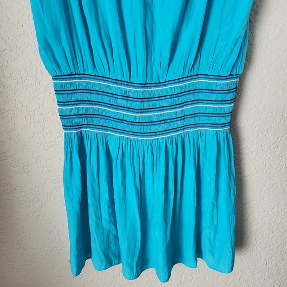 Ramy Brook Dany VNeck Sleeveless Embroidered Mini Dress Smocked Drop Waist Large - Picture 5 of 11